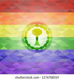 tree icon inside lgbt colors emblem 