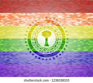 tree icon inside lgbt colors emblem 