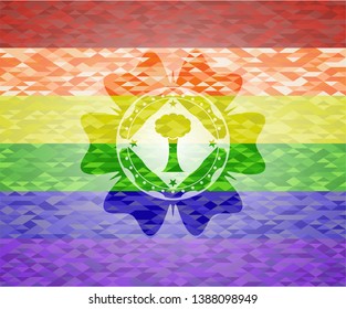tree icon inside lgbt colors emblem 