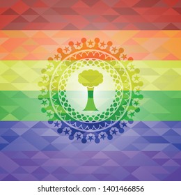 tree icon inside lgbt colors emblem 