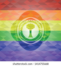 tree icon inside lgbt colors emblem 