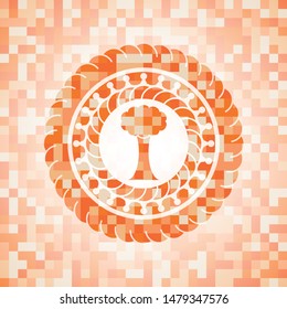 tree icon inside orange mosaic emblem