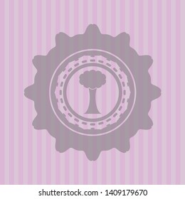 tree icon inside pink icon or emblem