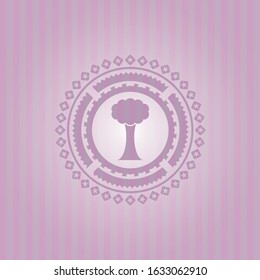 tree icon inside pink emblem