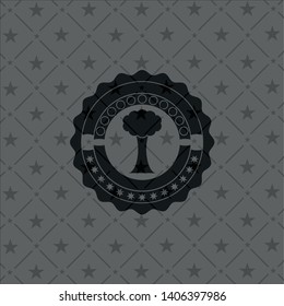 tree icon inside realistic black emblem