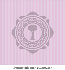 tree icon inside realistic pink emblem