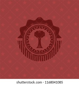 tree icon inside realistic red emblem