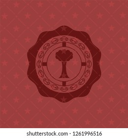 tree icon inside red emblem. Retro