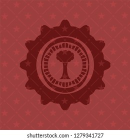 tree icon inside red emblem. Retro
