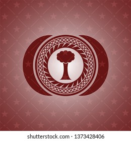 tree icon inside red emblem. Retro