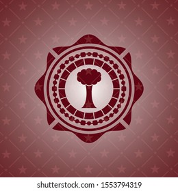 tree icon inside red emblem. Vintage.