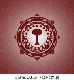 tree icon inside retro red emblem