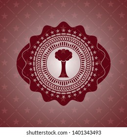tree icon inside retro red emblem