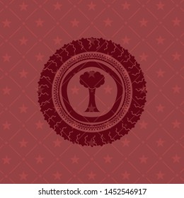 tree icon inside retro red emblem