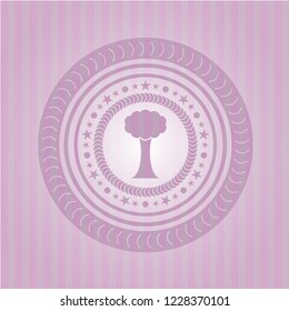 tree icon inside retro style pink emblem