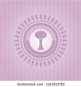 tree icon inside retro style pink emblem