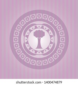 tree icon inside retro style pink emblem
