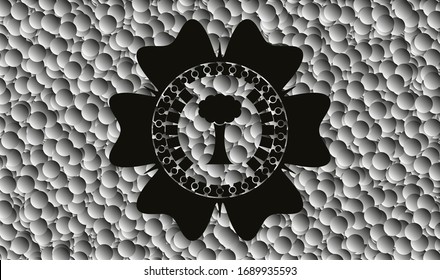 Baumsymbol im Retrostil, schwarzes Emblem mit grauem Hintergrund. Vektorillustration Illustration. Detaillierte Angaben.