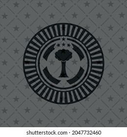 tree icon inside retro style black emblem. 