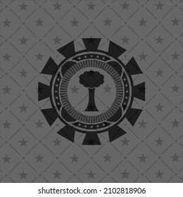 tree icon inside retro style black emblem. 