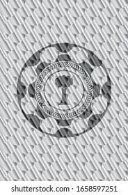 tree icon inside silver badge or emblem. Scales pattern. Vector Illustration. Detailed.