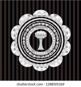 tree icon inside silver shiny badge