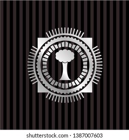 tree icon inside silver shiny emblem