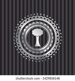 tree icon inside silver shiny badge