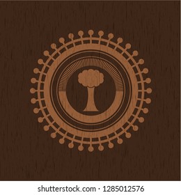tree icon inside wood emblem. Vintage.