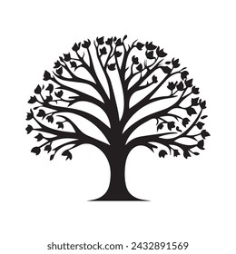 Icono de árbol aislado negro sobre fondo blanco. Ilustración vectorial.