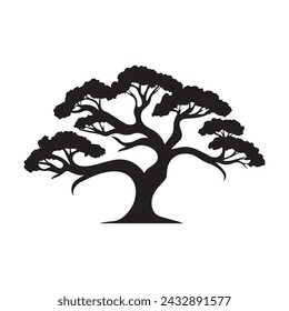 Tree icon isolated black on white background. Vector Illustration.