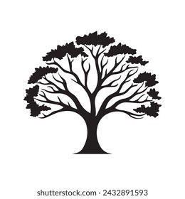 Tree icon isolated black on white background. Vector Illustration.