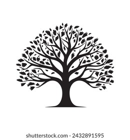 Tree icon isolated black on white background. Vector Illustration.