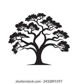 Tree icon isolated black on white background. Vector Illustration.