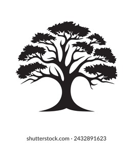 Icono de árbol aislado negro sobre fondo blanco. Ilustración vectorial.