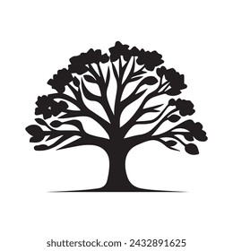 Tree icon isolated black on white background. Vector Illustration.