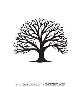 Tree icon isolated black on white background. Vector Illustration.