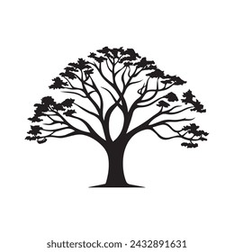 Tree icon isolated black on white background. Vector Illustration.