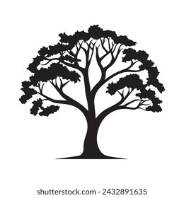 Tree icon isolated black on white background. Vector Illustration.