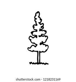tree icon. isolated object sketch black on white background.