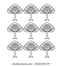 tree icon line art design 