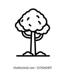 Tree Icon. Line Art Style Design Isolated On White Background