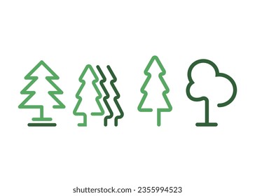 Plantilla de diseño de línea de icono de árbol vector ilustración aislada