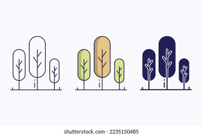 Icono de árbol, ilustración de vector de línea y glifo