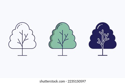 Tree icon, line and glyph vector illustration