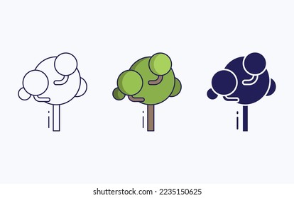 Tree icon, line and glyph vector illustration