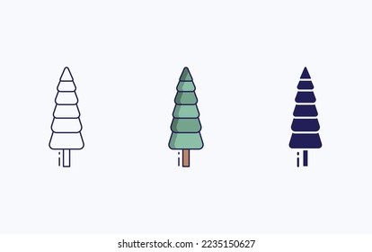Tree icon, line and glyph vector illustration