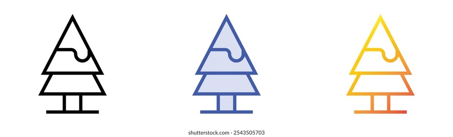 icono de árbol. Lineal, relleno azul y diseño de estilo degradado aislado sobre fondo blanco