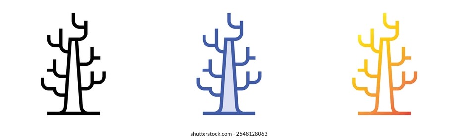 tree icon. Linear, Blue Fill and Gradient Style Design Isolated On White Background