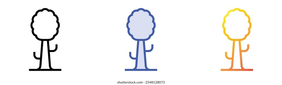 icono de árbol. Lineal, relleno azul y diseño de estilo degradado aislado sobre fondo blanco
